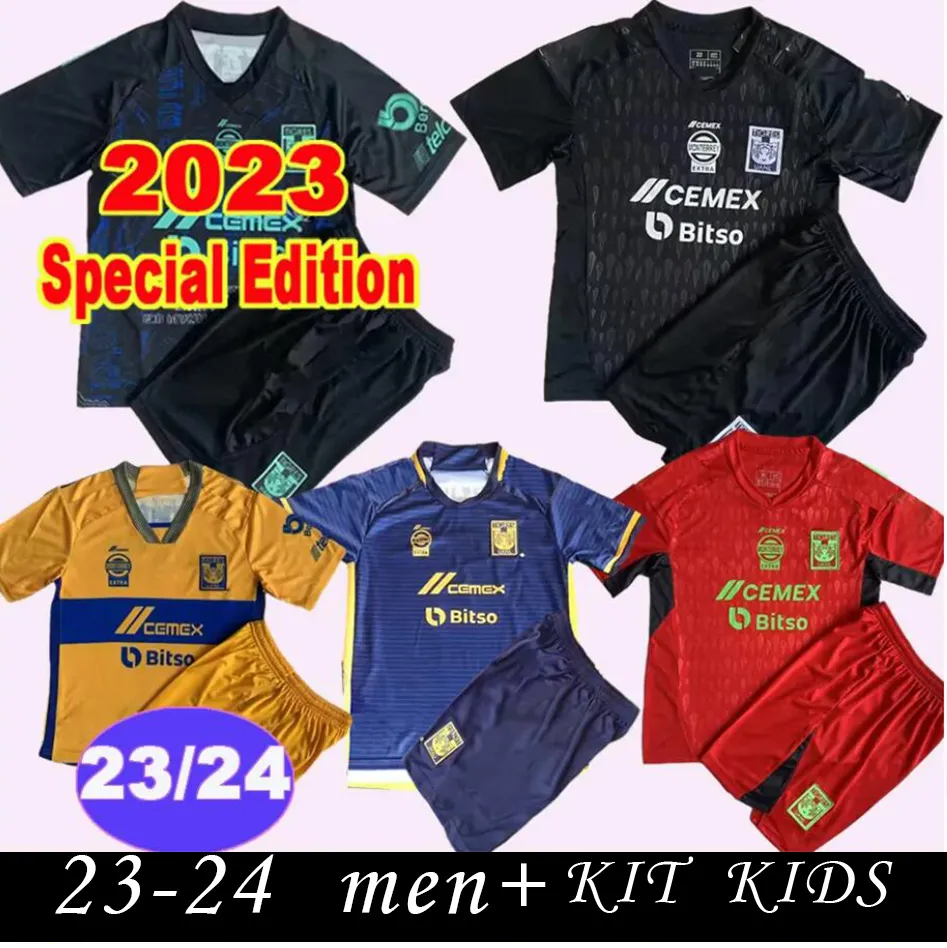 23 2024 Tigres de la UANL Kit Enfants Maillots de Football Édition Spéciale HUGO GIGNAC LOPEZ D. REYES PIZARRO AQUINO L. QUINONES F. THAUVIN Domicile 3ème Maillots de Football Gardien de But