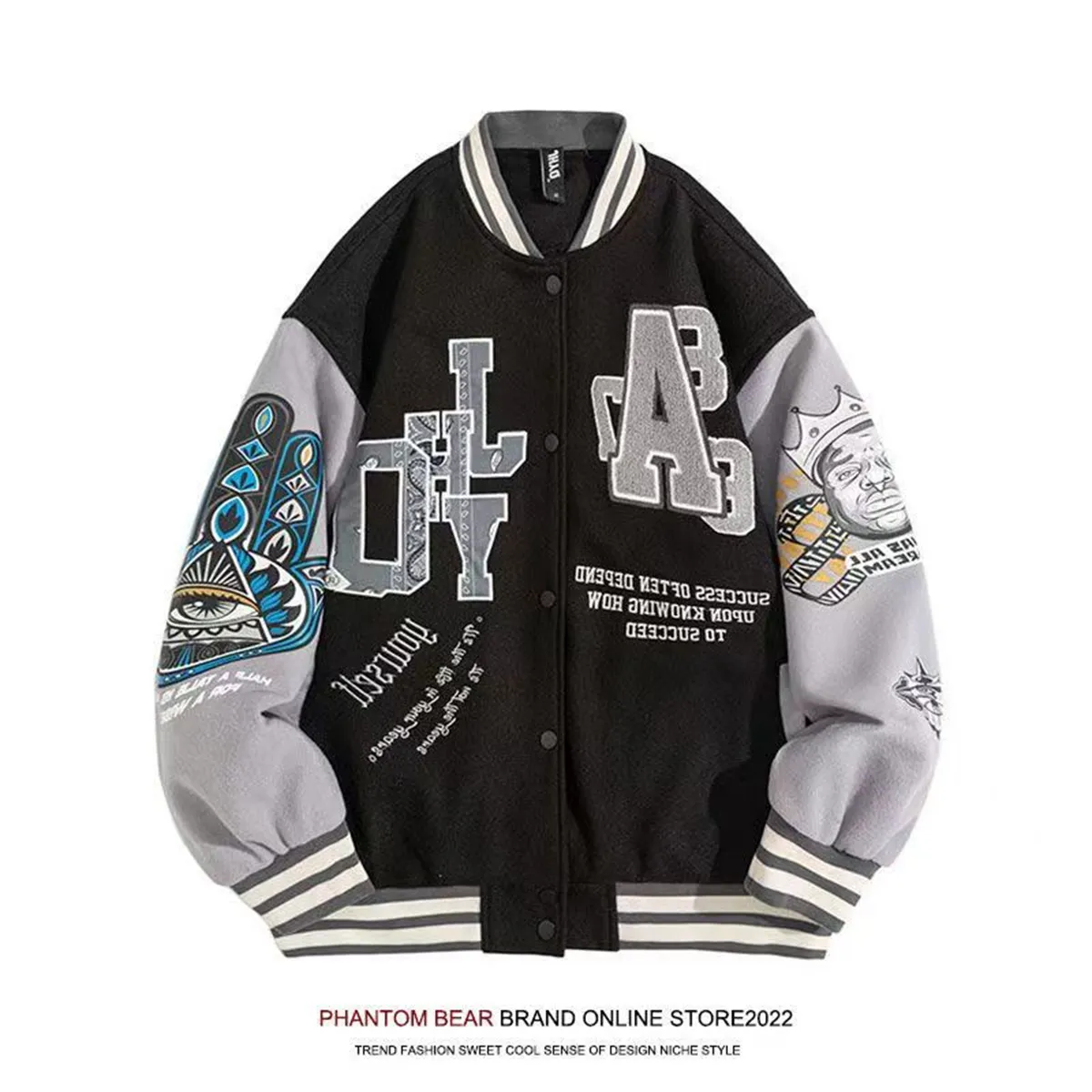 Hip Hop Baseball Jackets Unisex Vintage Embroidery Hoodies Casual Sports Windbreakers