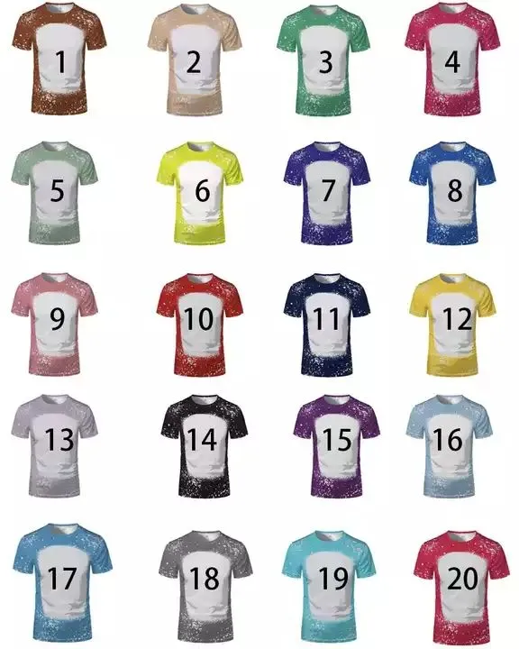 DIY Sublimation Bleached T 100 Polyester T Shirts Multi Designer Short Sleeve Heat Transfer 100