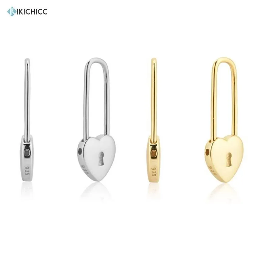 Kikichicc 100% 925 STERLING Gümüş Altın Kalp Locker Square Square Hoops Daire Piercing Pentien Lüks Kadın Moda Takı 2021250f