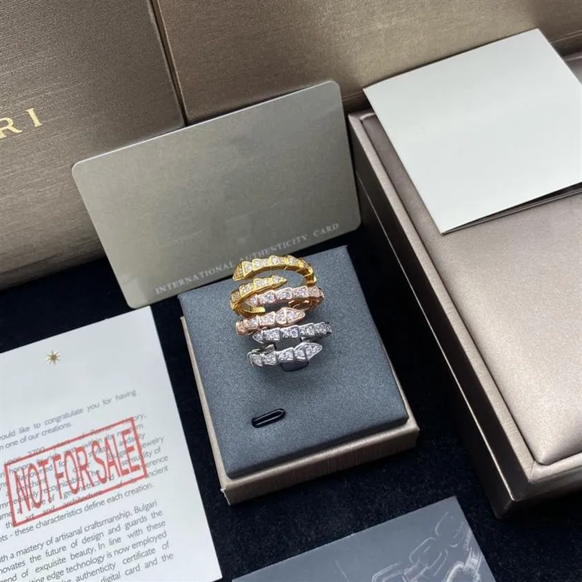 Klasyczny Pierścień Węża Pierścień Luksusowe otwarte pierścienie Łatwy do zdeformowania Lady Silver Gold Rose-Gold Gold Pierścień Dimond Jewelry Akcesoria 298a
