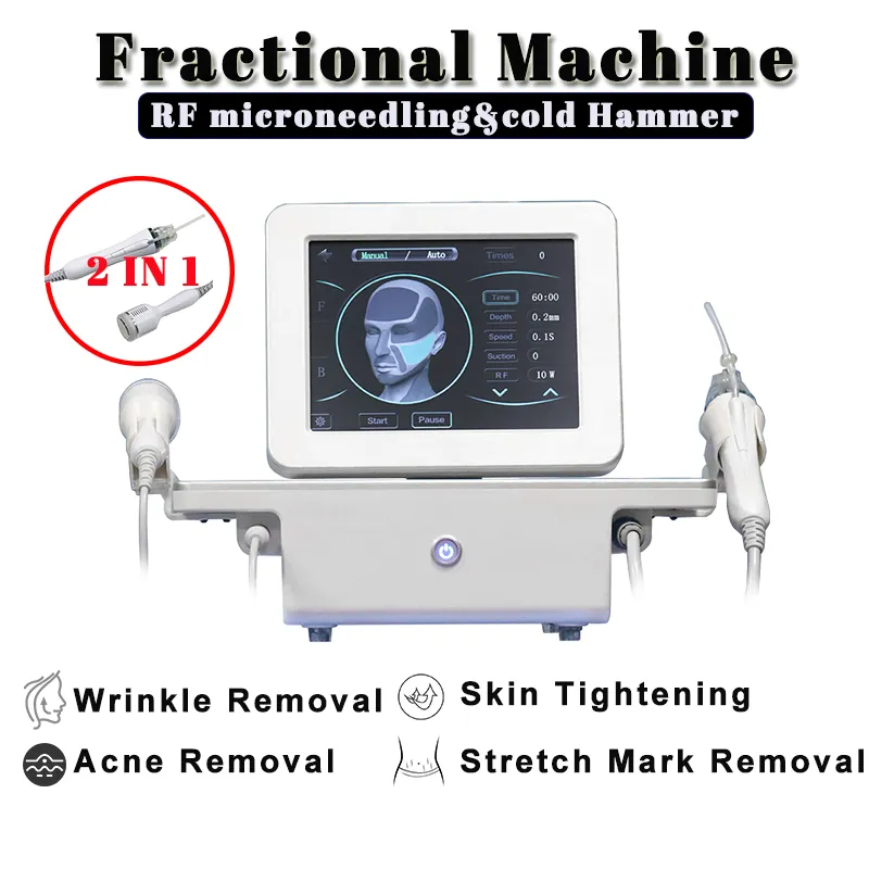 Machine fractionnée Rf pour resserrer la peau, Microneedling, élimination des vergetures, traitement des cicatrices d'acné avec marteau glacé, peau calme