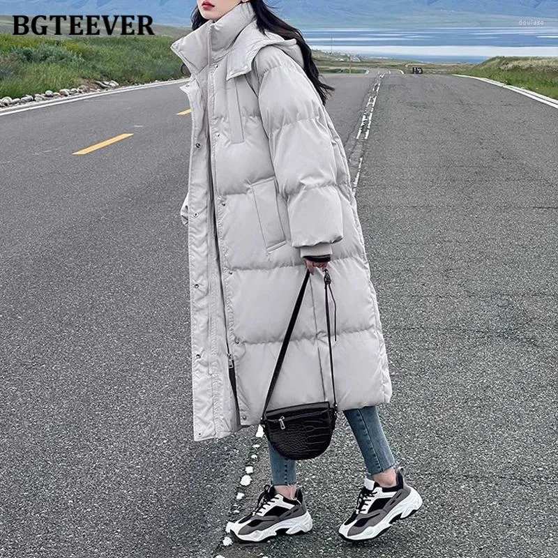 Women's Trench Coats BGTEEVER Chic Stylish Warm Loose Female Cotton Padded Down Jacket Winter Casual Full Sleeve Zippers Ladies Thicken