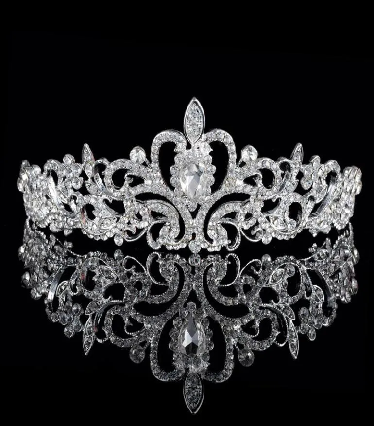 Shining Pärled Crystals Wedding Crowns 2019 Bridal Crystal Veil Tiara Crown Headband Hair Accessories Party Wedding Tiara 1659038