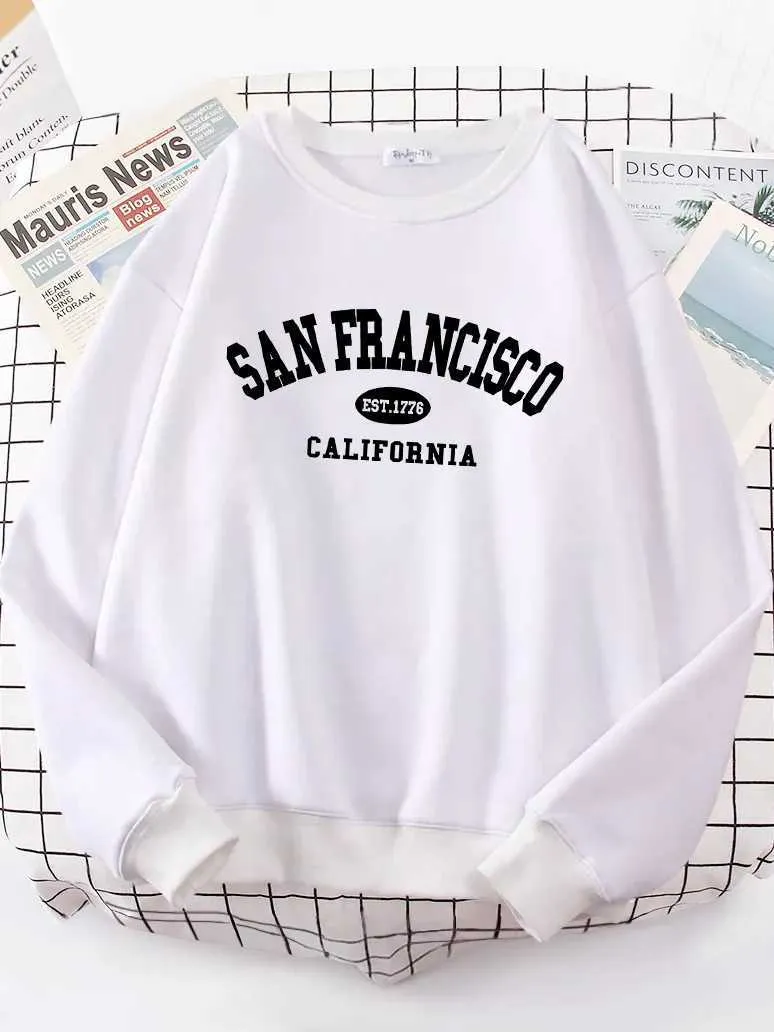 Sanfrancisco Est 1776 California Letter Street Толстовка Женские уличные толстовки свободного кроя Свободная повседневная толстовка в стиле хип-хоп s xxl Уличная одежда 230915