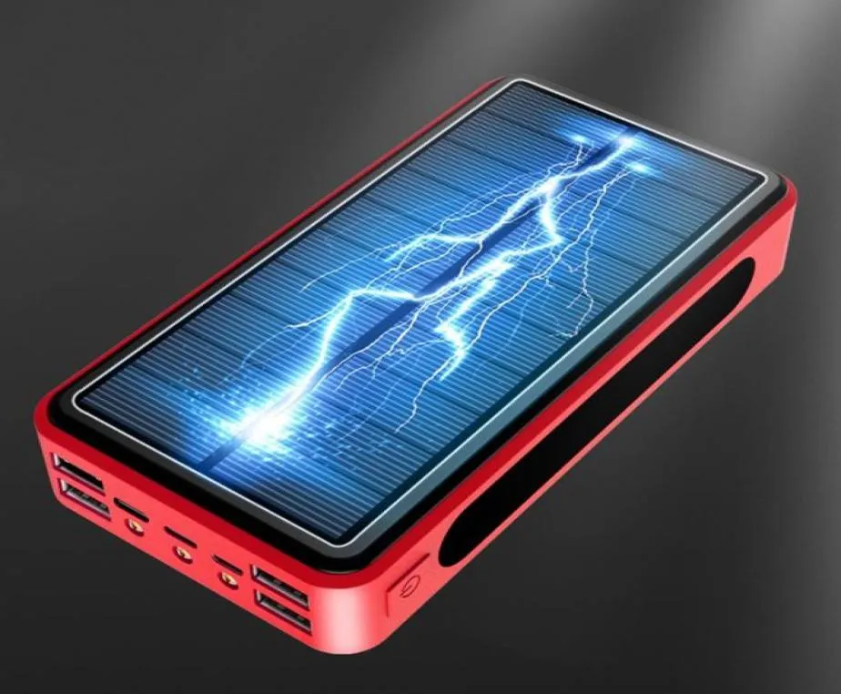 NIEUW Zonne-energiebank 90000 mAh zonnelader 4 USB-poorten Externe oplader Power Bank met LED-licht6362889