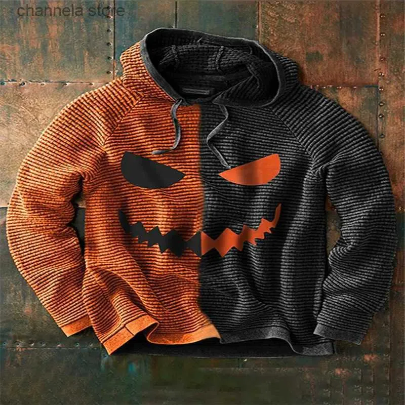 Moletom Com Capuz Masculino Moletons Halloween Natal Abóbora Impressão Homens Hoodies Outono Costura Costura Masculina Top Pulôver Inverno Manga Longa Solta Moletons Com Capuz T231011