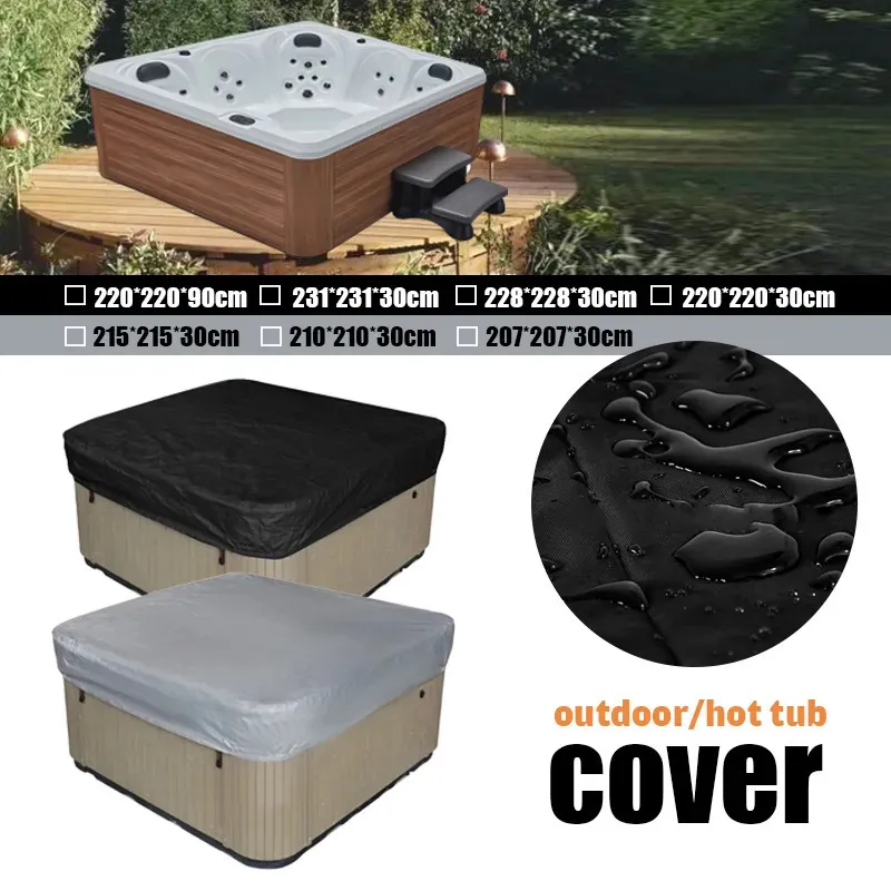 Dust Cover Square Spa Bathtub Swimming Pool Waterproof Cover Outdoor Garden Courtyard Anti-Fall Leaves Anti-UV Spa Tub Dust Protector 231007