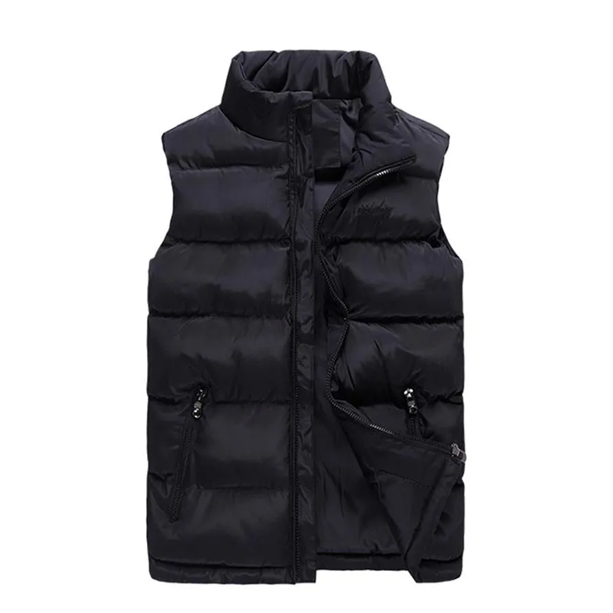 6XL Plus Size Giacca senza maniche Gilet da uomo 2018 Nuove donne solide Gilet imbottito in cotone Cappotto invernale Casual Gilet maschile Zipper263n