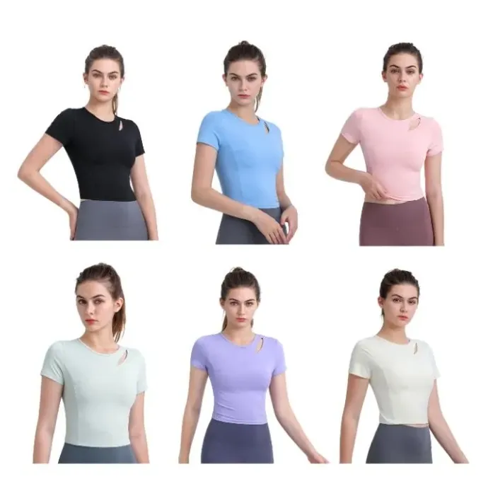 Ll limons yoga t-shirts u camicia da donna ad alta elastica in corsa traspirante top rapido asciugatura senza soluzione di continuità a maniche corta palestra indossa Rnning qick