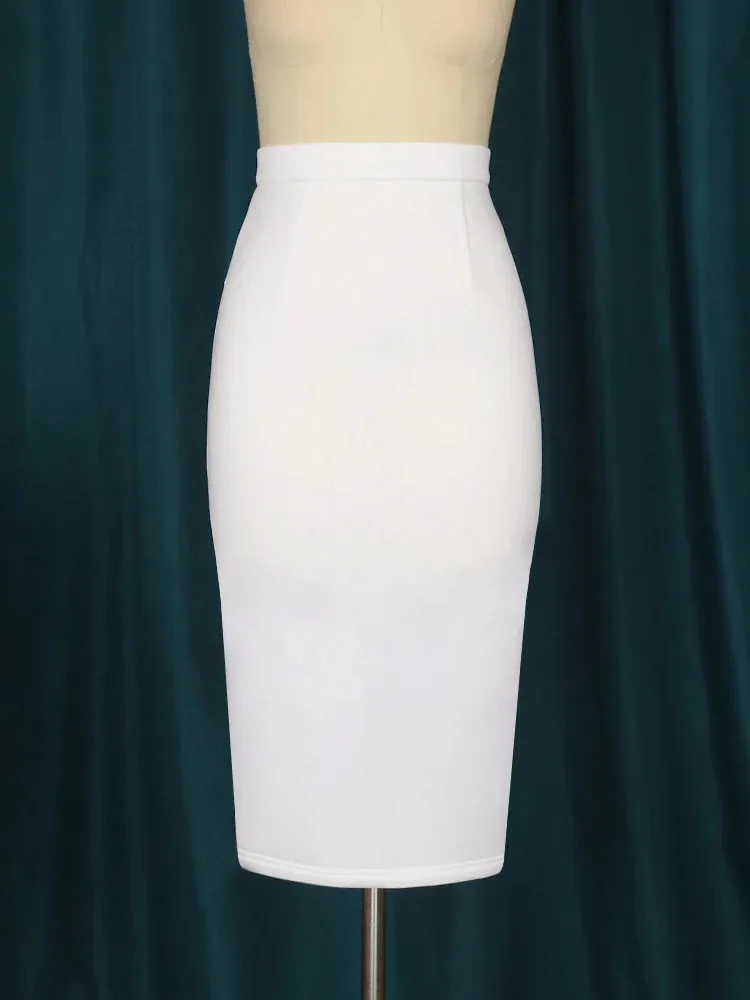 High waist top pencil skirt white
