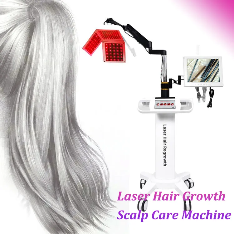 Máquina multifuncional de crescimento de cabelo a laser, massagem no couro cabeludo, 650nm, diodo vermelho, tratamento a laser para recrescimento de cabelo, remoção anti-cabelo