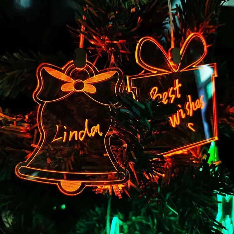 Acrílico brilhante árvore de natal decorações penduradas colorido brilho personalizado enfeites de natal 1011