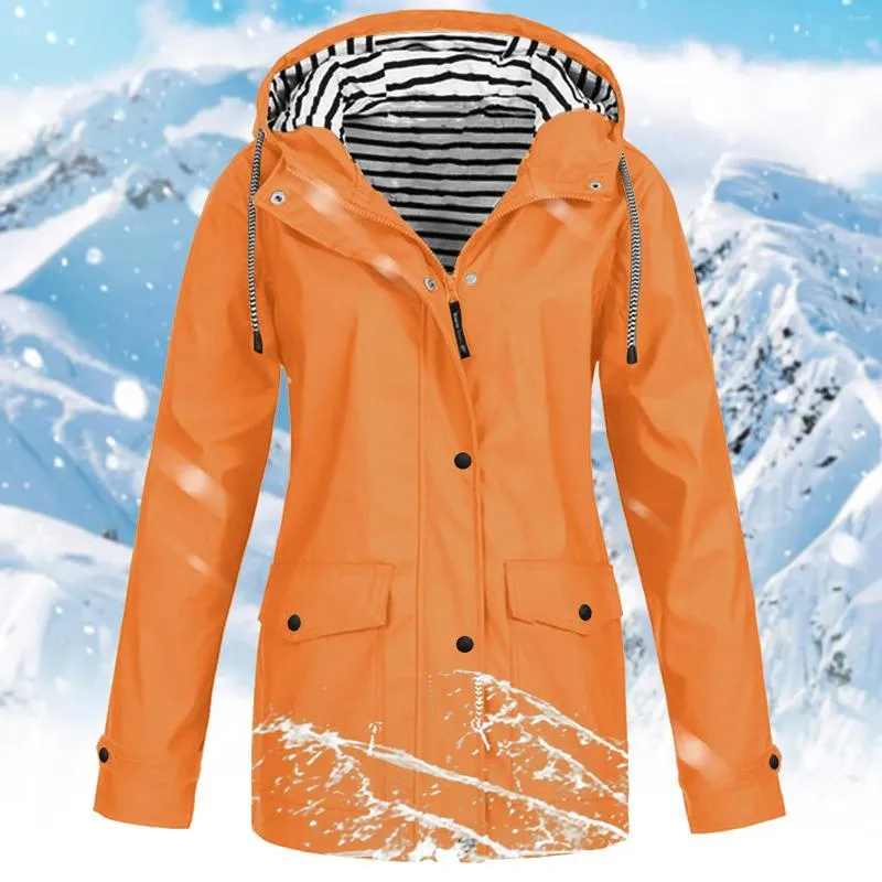 Damenjacken Damen-Windjacke, Reißverschluss, Kordelzug, Regenmantel mit Taschen, modische einfarbige Regenjacke, Kapuze, leicht, Streetwears L5