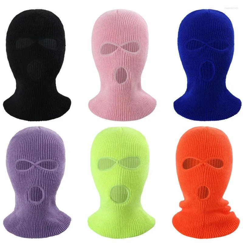 Bandanas Winter Men Balaclava Hat Army Tactical Mask 3 Hole Full Face Shield Ski Neck Warmer Windproof Knit Beanie Bonnet Unisex Cap