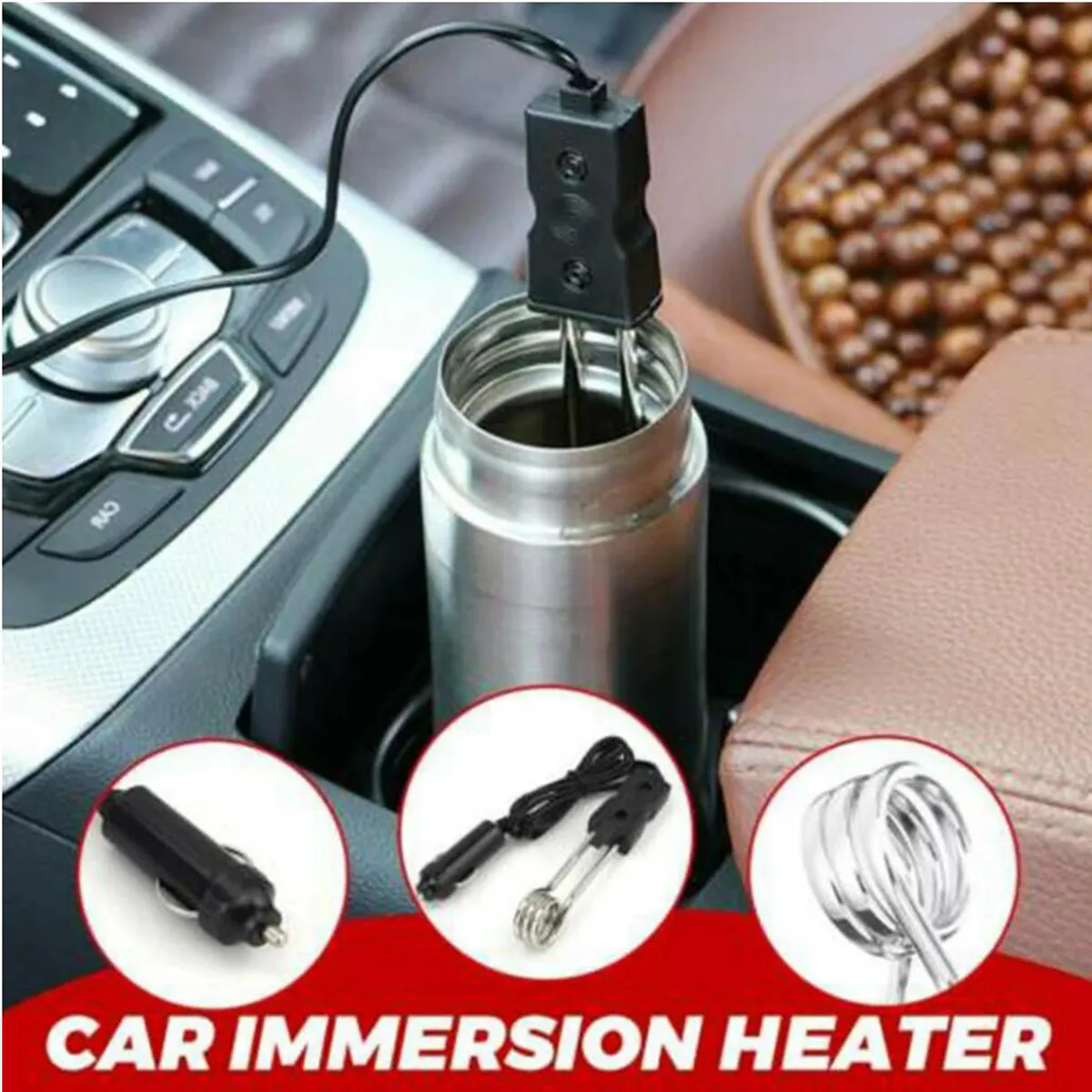 12V/24V bil Hot Immersion Electric Heater Element Kettle Mug Van Tea Koffe Soppa drycker Auto Electric Heater