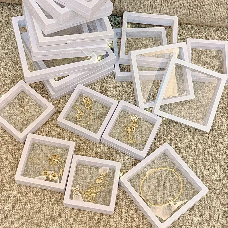 Jewelry Boxes 10PCS Set 3D Floating Display Case Stands Holder Suspension Storage for Pendant Necklace Bracelet Ring Coin Pin Gift Box 231011