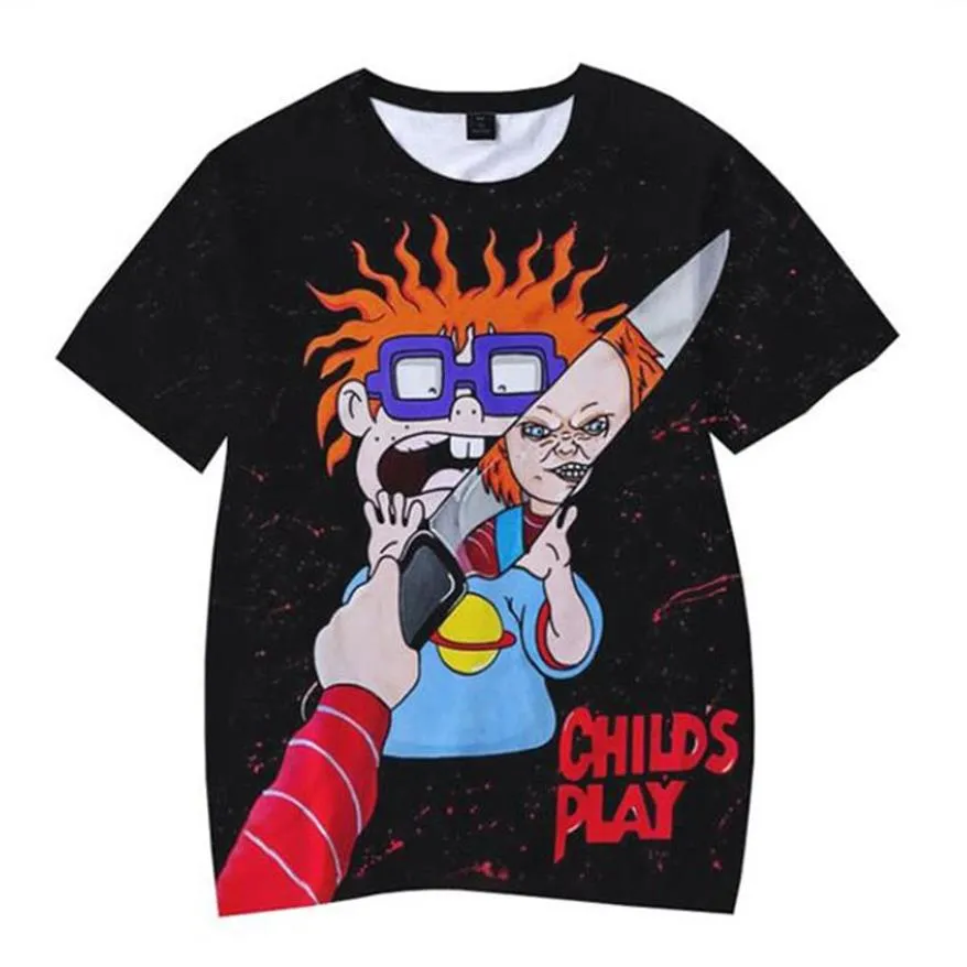 Kinderspel Chucky 3D Print T-shirt Mannen Vrouwen Zomer Mode Casual Hip Hop T-shirt Horror Film Harajuku Streetwear grappig T2474