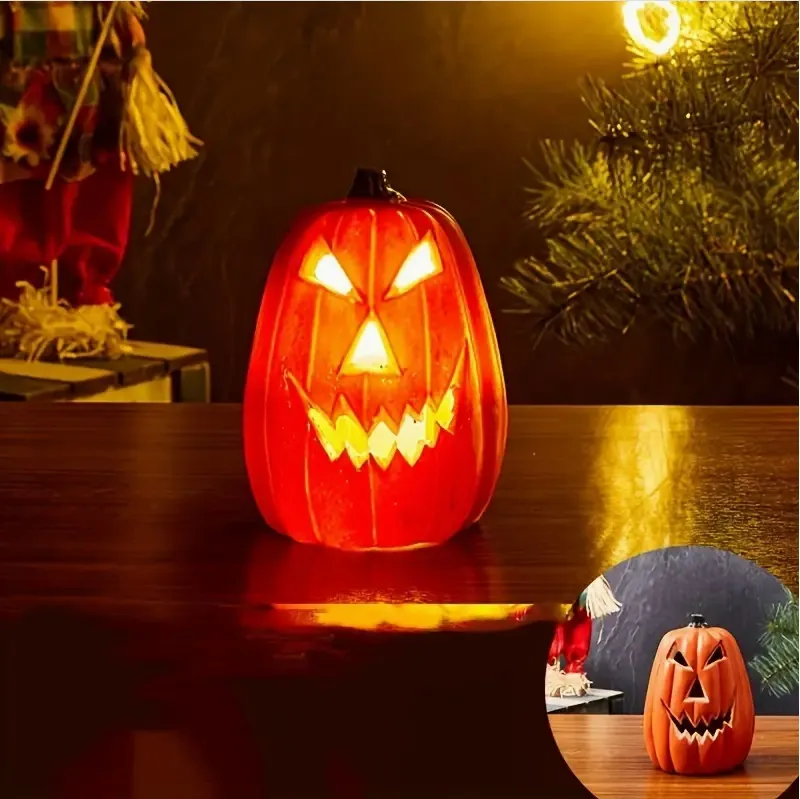 1PC Halloween Pumpkin Lantern, inomhus Jack-O'-Lantern Pumpkin Lantern, batteridriven pumpa nattljus, för rum, sovrum, festdekoration, batteridriven (ingen plugg)