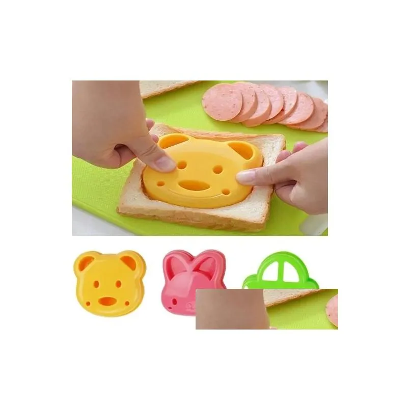 Bomboniera Sandwich Mod Orso Auto a forma di coniglio Stampo per pane Torta Biscotto Dispositivo per goffratura Crosta Taglierina per biscotti Strumenti per pasticceria 289Q Dhrfz