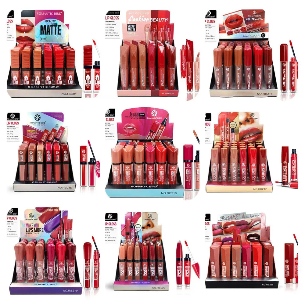 Szminka 24pcs Matte Liquid Lipstick Pack Zestaw 12 kolorów 24 godziny długotrwałe wodoodporne wodoodporne kasy liniowe dla dziewcząt i kobiet 231011