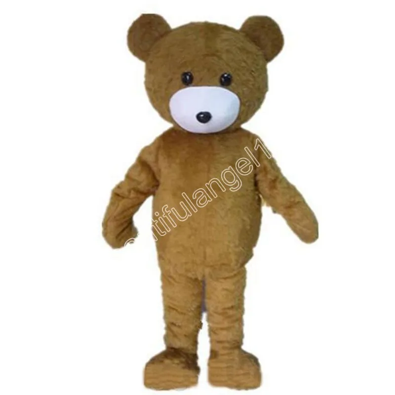 Costumi della mascotte dell'orso bruno di Halloween Simulazione di alta qualità Personaggio dei cartoni animati a tema Carnevale Abito per adulti unisex Abito per la festa di Natale