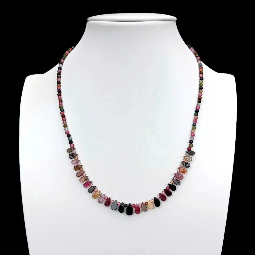 Pendant Necklaces KKGEM Natural m Multi Color Round 4x75mm teardrop Tourmaline Gemstone Choler Necklace Handmade Jewelry 231010