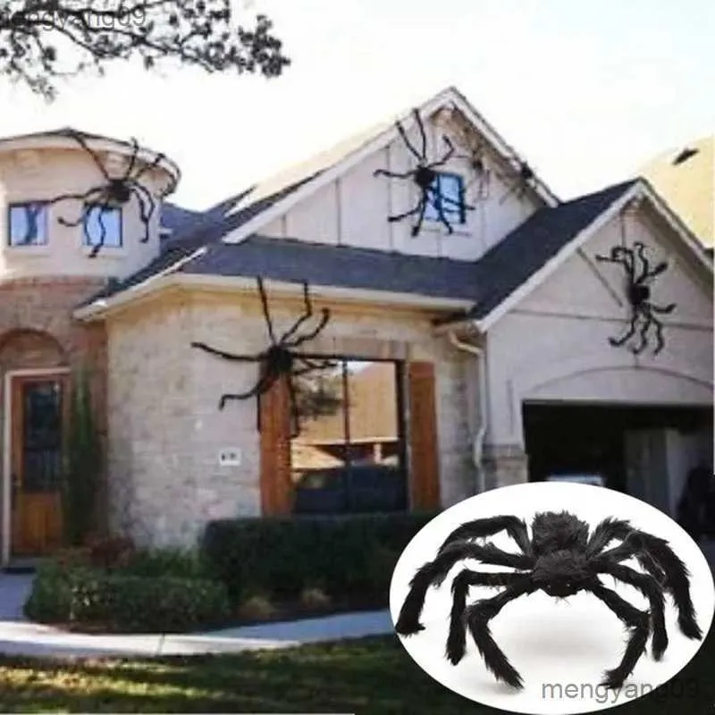 Inne świąteczne zapasy imprezy Halloween Big Spider Horror Halloween Decoration Party Props Outdoor Giant Spider Decor 30-200 cm Black Spider Toy R231011