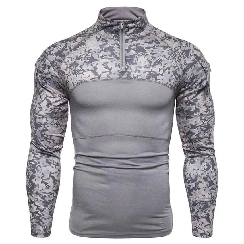 T-shirts hommes hommes t-shirt camouflage tactique t-shirt vêtements combat assaut manches longues serré armée costume175p