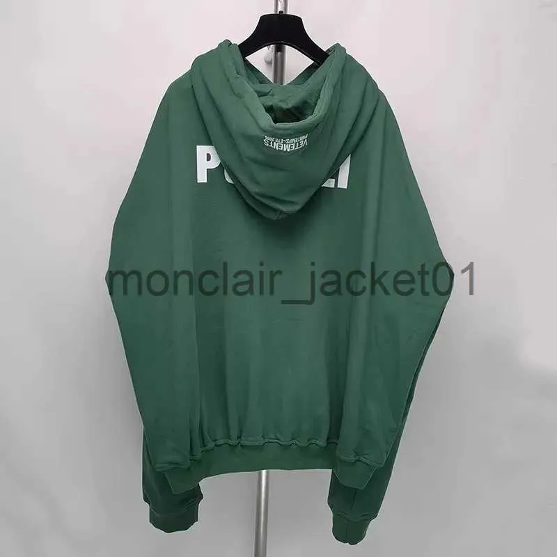 Sweats à capuche pour hommes Sweatshirts surdimensionnés VETEMENTS POLIZEI Impression Sweat à capuche Hommes Femmes Pur Coton Peluche Vert Pulls à capuche J231011