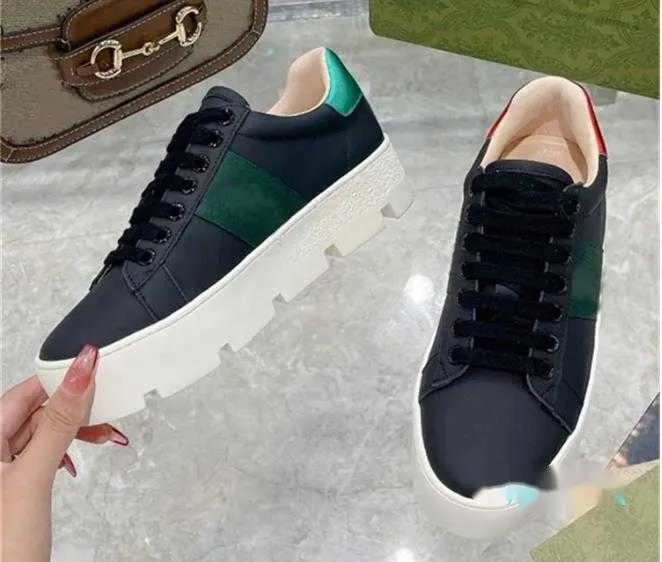 Dames Designer platform sneaker Jurk Schoen Ace geborduurd Leer Hoogte verhogend Vrijetijdsschoenen trainers Loafers Muiltjes triples laarzen zwembadkussen comfort