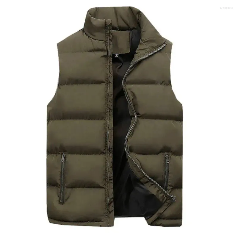 Mäns västar Autumn Winter Waistcoat Stand Collar Tank Tops Windproof Vest Sleeveless Jackor Rockar Män kvinnor ner bomullsutkläder