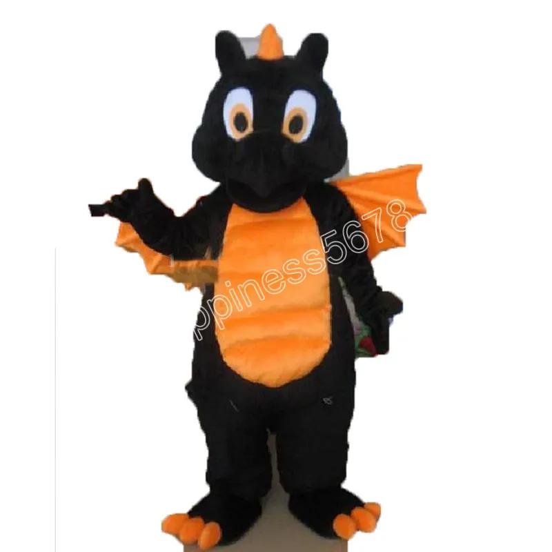 2024 Vendita calda drago nero costumi della mascotte personaggio dei cartoni animati vestito vestito di carnevale adulti taglia Halloween festa di Natale abiti di carnevale