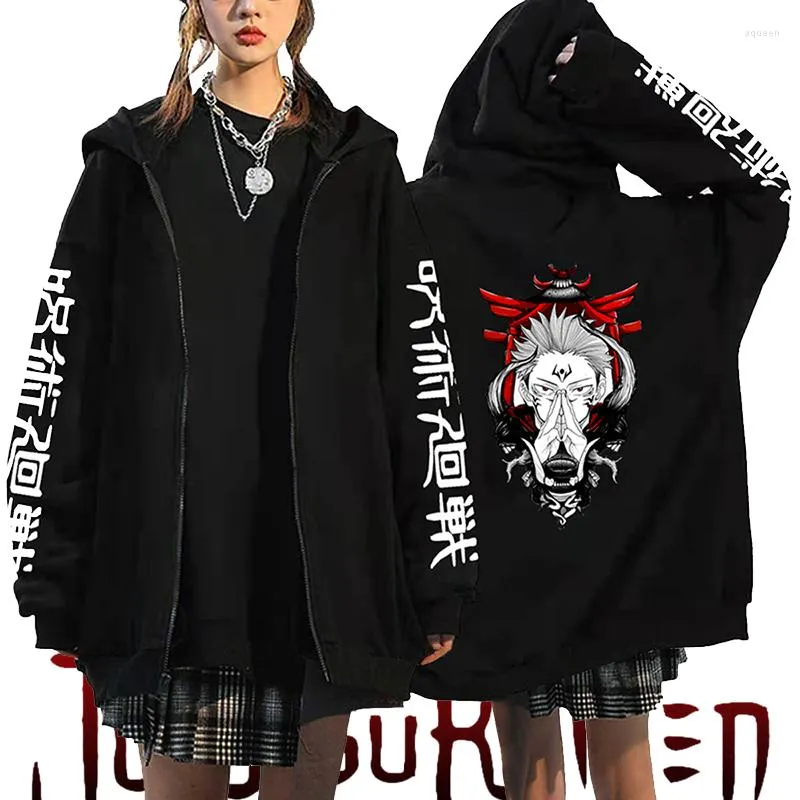 Men's Hoodies Est Jujutsu Kaisen Anime Gojo Satoru Itadori Sukuna Graphic Print Zipper Jackets Unisex Harajuku Coats Y2k Sudadera