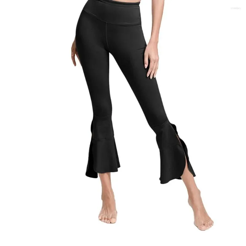 High Waisted Bootcut Yoga Flare Leggings With Side Split And Ruffle Hem For  Womens Wide Leg Workout From Crosslery, $12.98