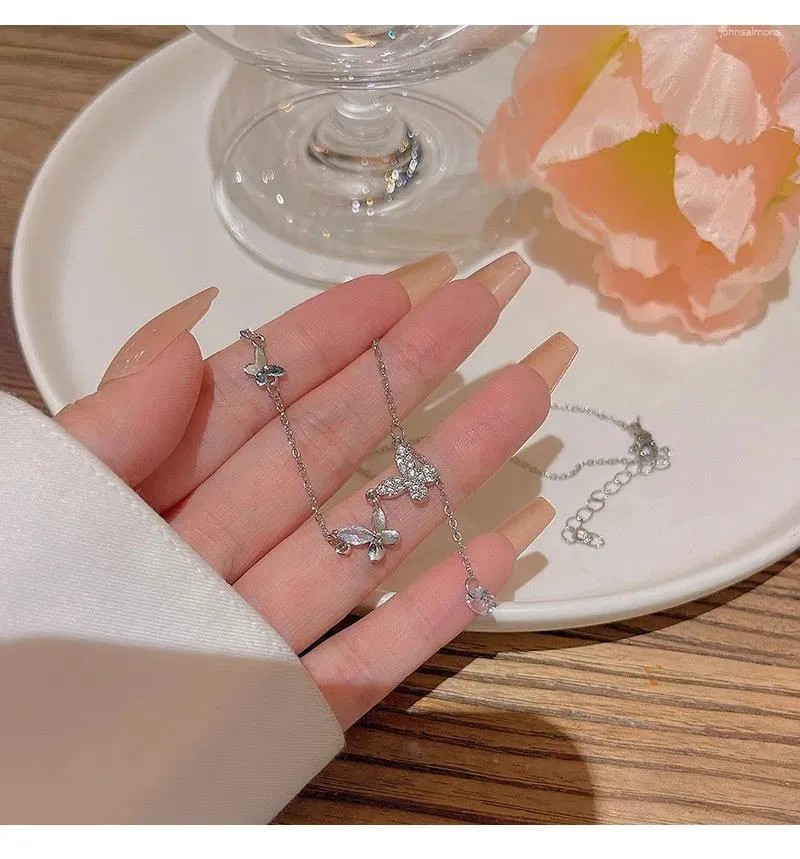 Hanger Kettingen Koreaans Dier Micro Ingelegd Vlinder Zirkoon Ketting Wendbaar Geluk Moederdag Vrouw Huwelijkscadeau Sieraden