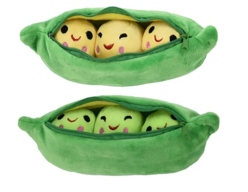 Cute Pea Pod Plush Toy 3 Peas Doll In A Pod Soft Throw Pillow
