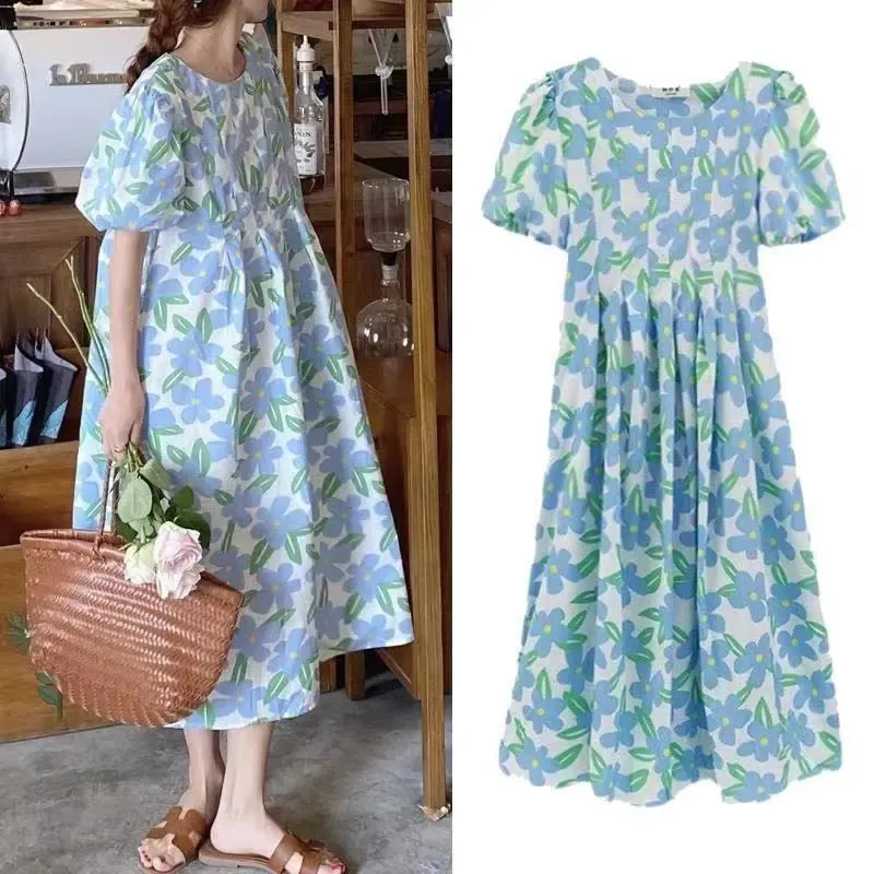 Zwangerschapsjurken Zwangere vrouwen Zomerkleding Jurken met korte mouwen Uitloper Bloemenprint Zwangerschapsdame Elegante jurk Zoete zwangerschapskleding 231006