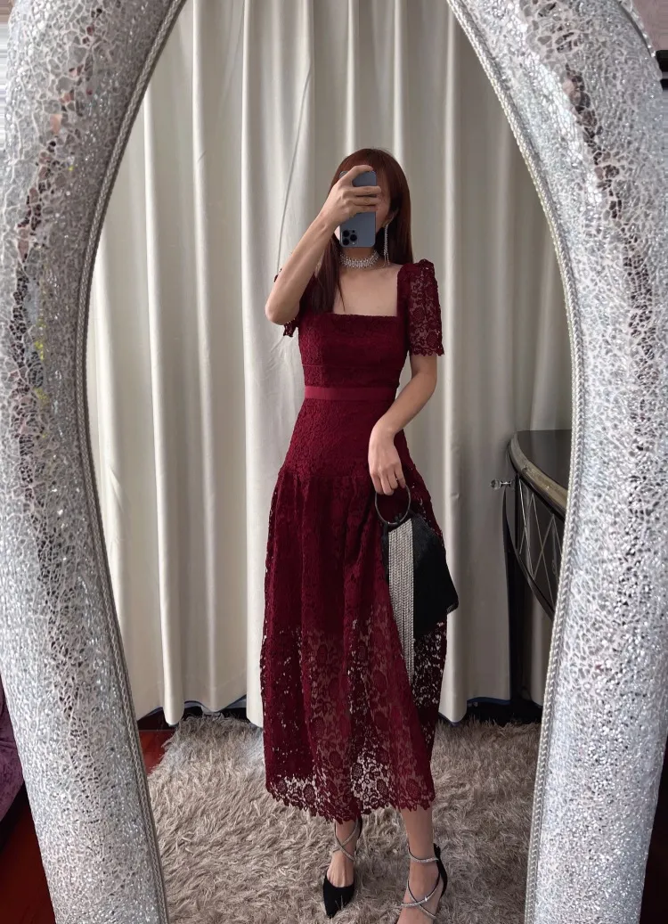 Wine Red Lace Off Shoulder Sheath Dress With Empire Waist  Elegant Evening  & Party Wear For Women From Shunfengshunshui5188, $98.06 In Bulk |  DHgate.Com