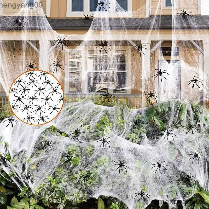 Inne świąteczne materiały imprezowe 50/100pcs Symulacja Black Spider Trudna zabawka Haunted House Spider Web Party Dekoracje dzieci Halloween Decor Pająki R231011