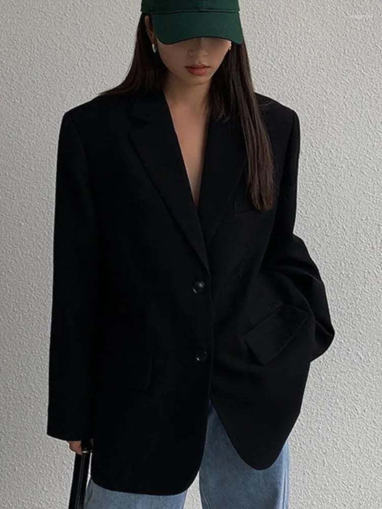 Costumes pour femmes RDMQ 23 Blazers noirs Femmes Tempérament Mode Dames Business Wear Baggy Simple Casual Bureau All-Match Basic Automne Chic