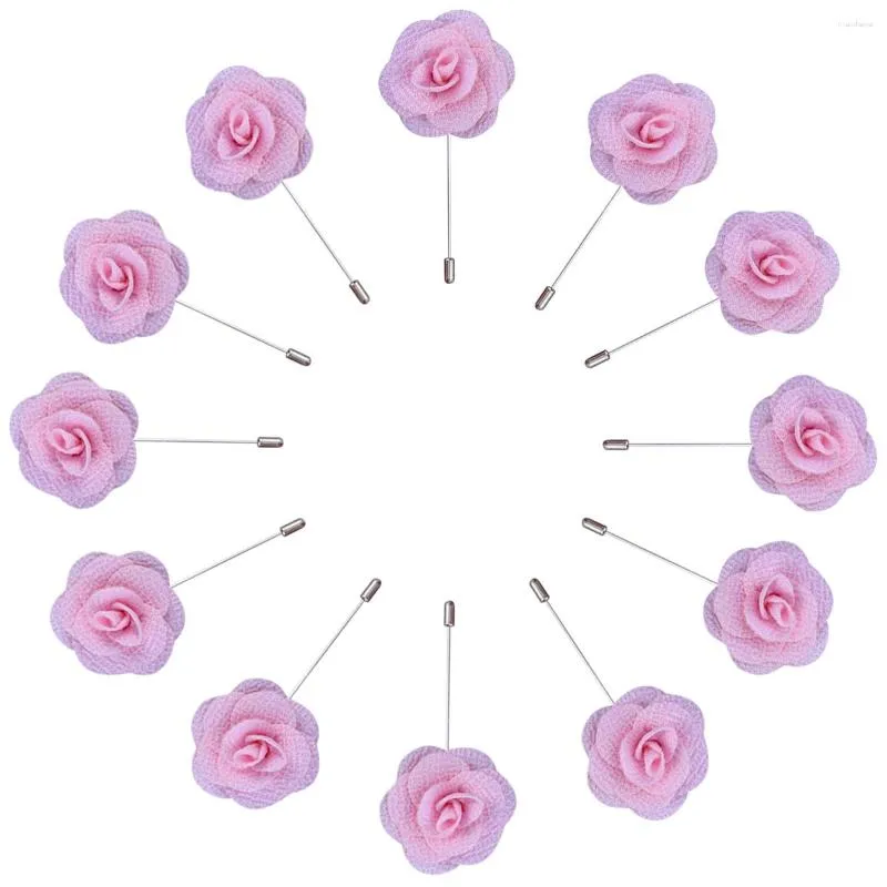 Flores decorativas 12 pcs simples e neutro corsage flor de seda rosa botão rosa noivo terno pino artesanal acessórios de casamento de negócios xh0715 12