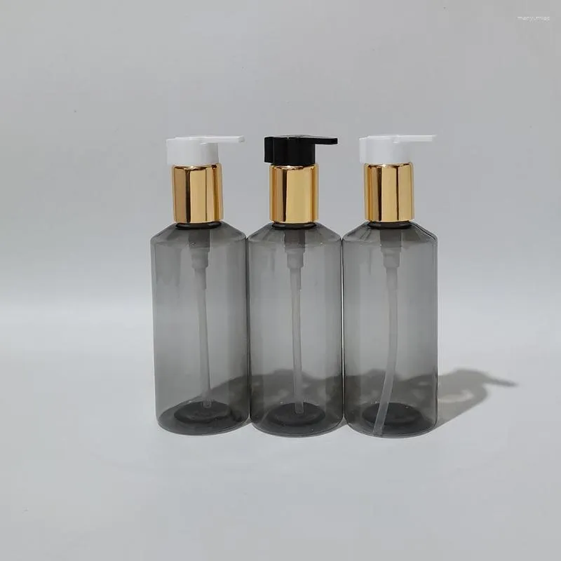 Storage Bottles 20pcs 200ml Empty Plastic Gray With Gold Lotion Pump For Liquid Soap Shower Gel Unloading Oil Cosmetic Packaging