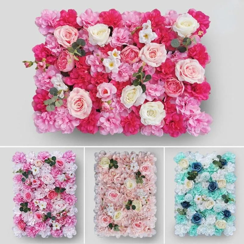 Dekorative Blumen, künstliche Blumen, Wandseide, Hochzeitsreihe, Rose, Hortensie, Hintergrund, Einkaufszentrum-Dekoration