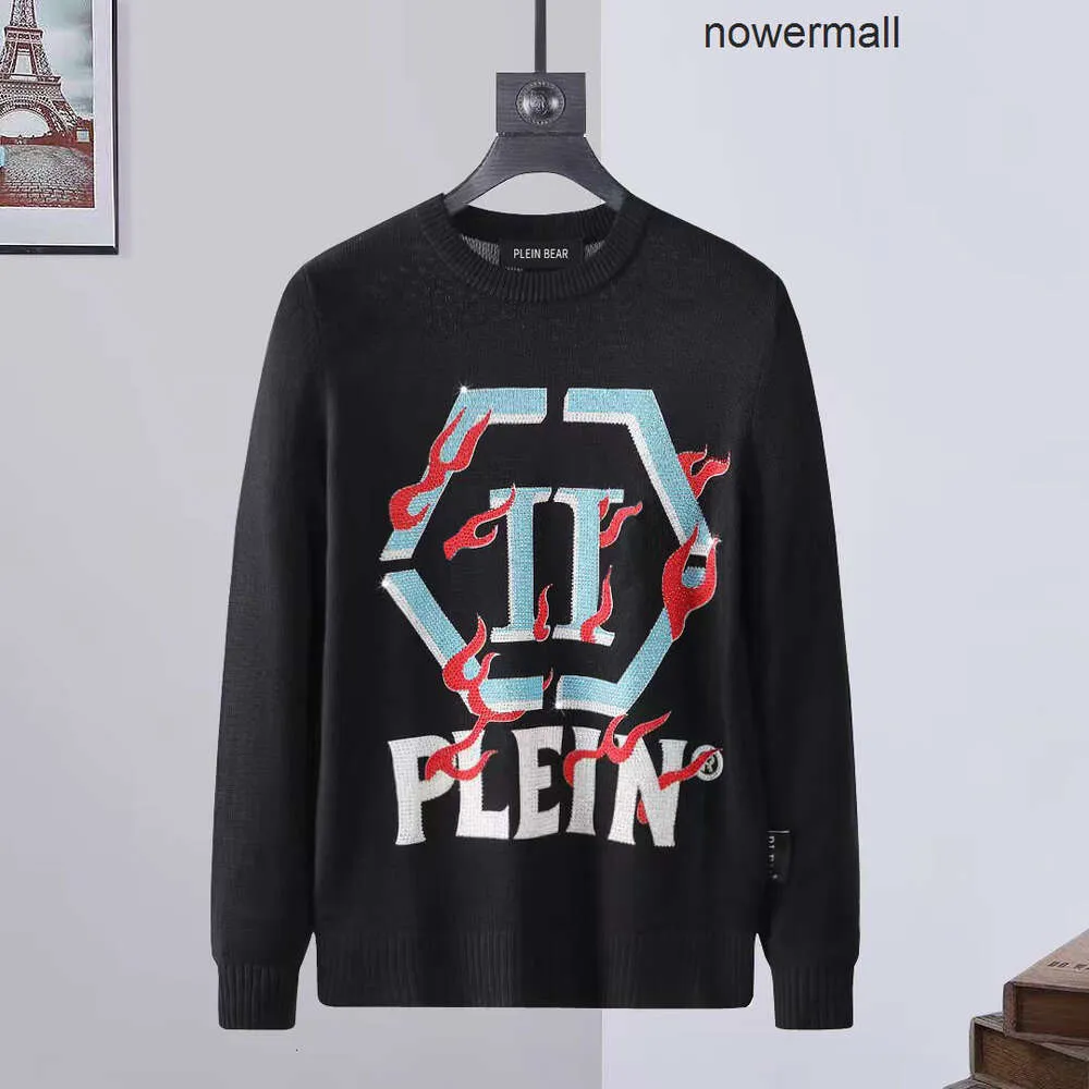 男性Plein Philipps PP Bear Mens Seaters Pullover LS Intarsia Skull Pp Mens Seater