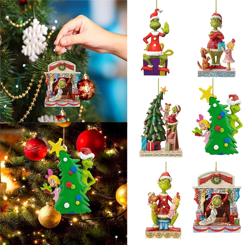 Christmas Tree Ornaments Christmas Decoration Tree Pendant Acrylic Pendant Green Monster Christmas Decor For Home Holiday Party Adornos Para Arboles De Navidad