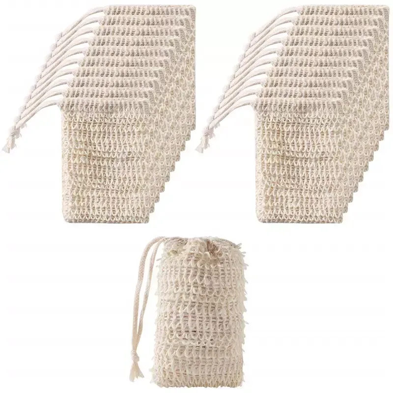 Natural Exfoliating Mesh Soap Saver Brush Sisal Bag Pouch Holder For Shower Bath Foaming And Drying