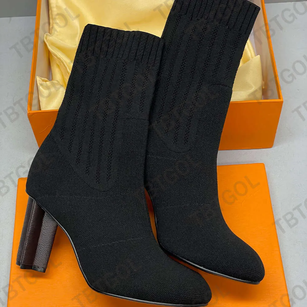 Black Sock Ankle Boots: Womens Stretch Boots, Knit  display picture 2