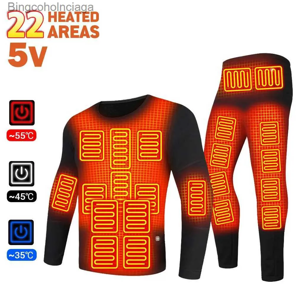 Herren-Thermounterwäsche, 22 Bereiche, beheizte Thermo-Unterwäsche, Winter-Heizjacke, USB-elektrische Heizkleidung, Motorrad-Thermo-Unterwäsche, Herren-Skianzug, L231011