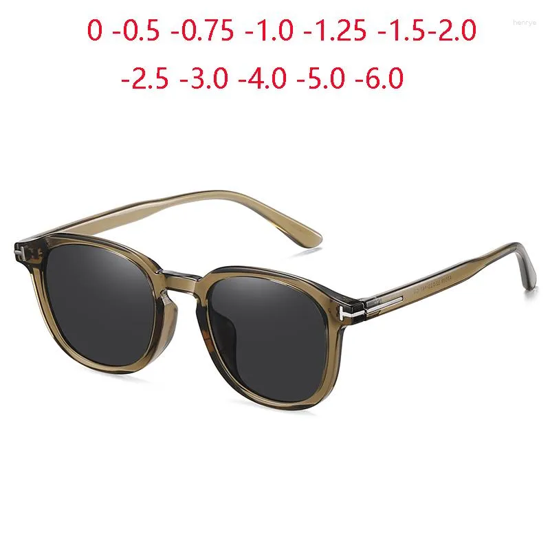 Sunglasses Classic Summer Green Gray Frame Myopia Women Fashion UV400 Lens Prescription Sun Glasses For Female -0.5 -0.75 To -6